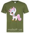 Чоловіча футболка Cute unicorn Оливковий фото