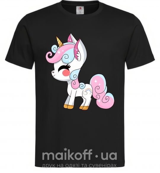 Мужская футболка Cute unicorn Черный фото