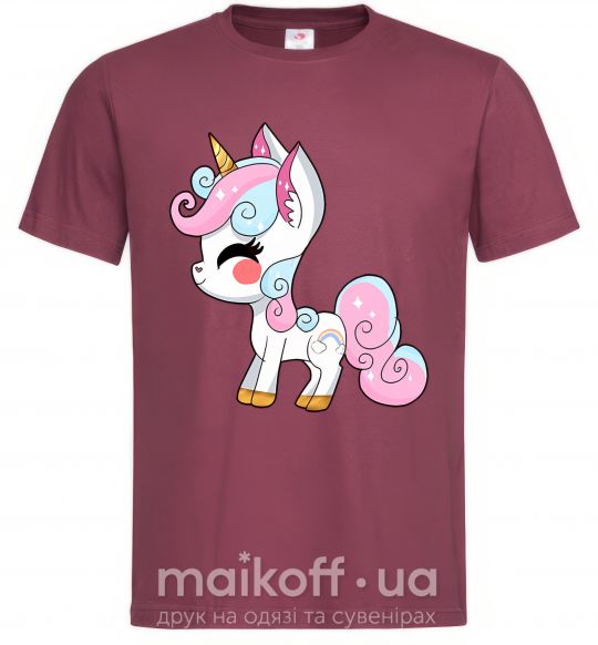 Мужская футболка Cute unicorn Бордовый фото