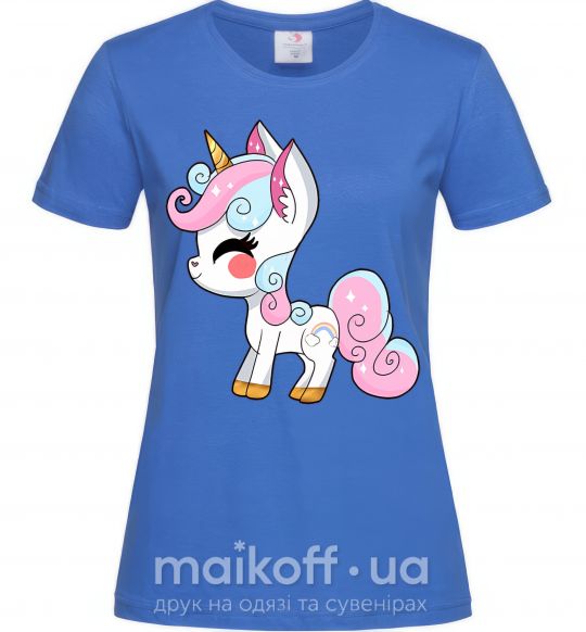 Жіноча футболка Cute unicorn Яскраво-синій фото