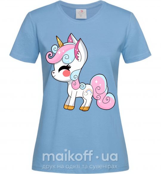 Женская футболка Cute unicorn Голубой фото