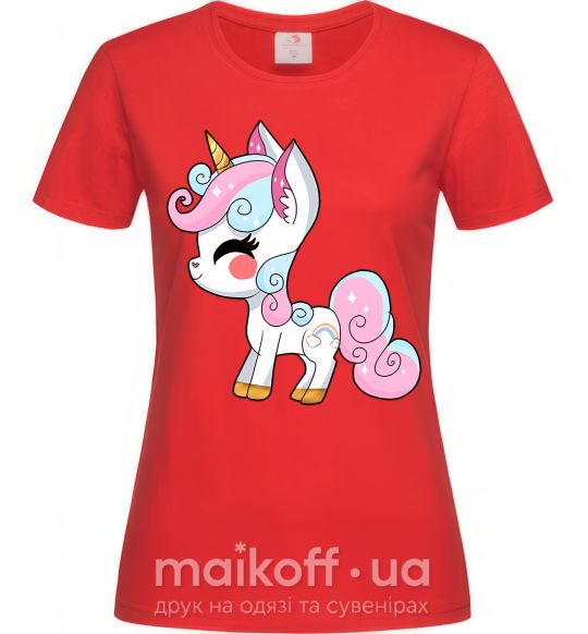 Жіноча футболка Cute unicorn Червоний фото