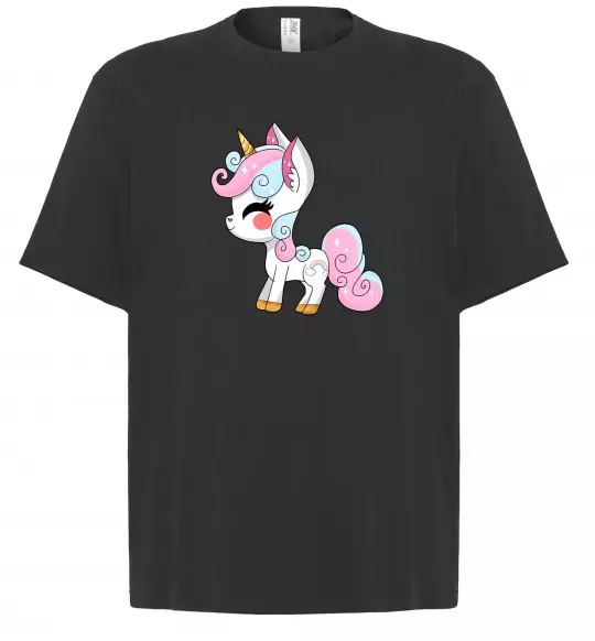 Футболка Оверсайз Cute unicorn Черный фото