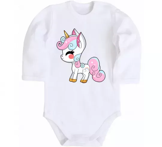 Дитячий бодік Cute unicorn Білий фото