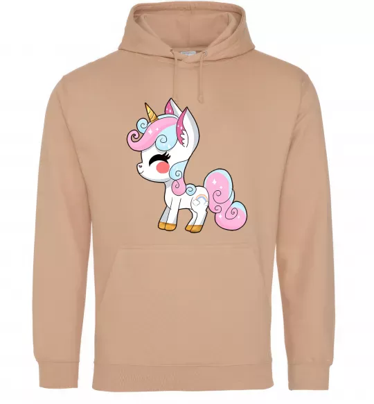 Мужская толстовка (худи) Cute unicorn Песочный фото