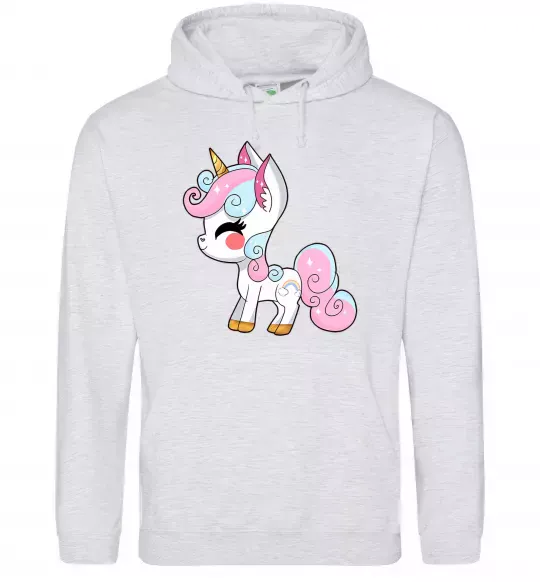 Женская толстовка (худи) Cute unicorn Серый меланж фото