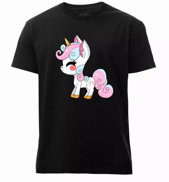 Мужская премиум футболка Cute unicorn Черный фото