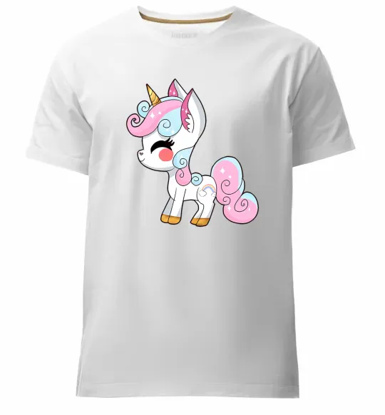 Мужская премиум футболка Cute unicorn Белый фото