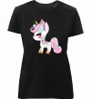Женская премиум футболка Cute unicorn Черный фото