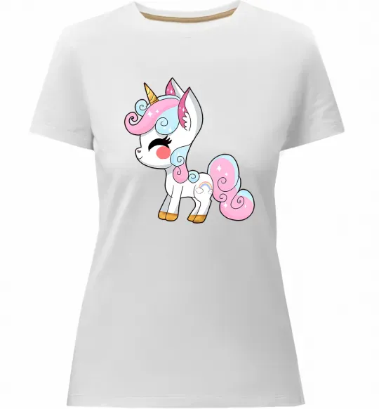 Женская премиум футболка Cute unicorn Белый фото