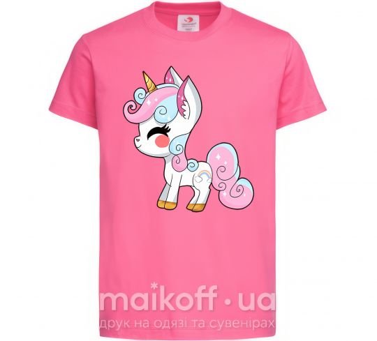 Детская футболка Cute unicorn Ярко-розовый фото