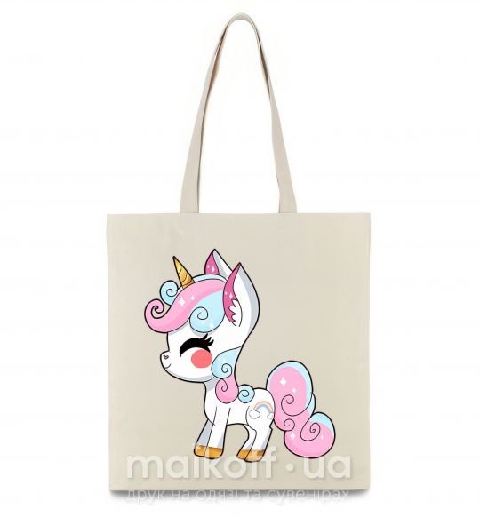 Еко-сумка Cute unicorn Бежевий фото
