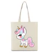 Еко-сумка Cute unicorn Бежевий фото