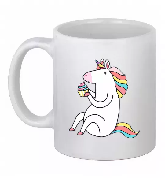 Чашка керамическая Cupcake unicorn Белый фото