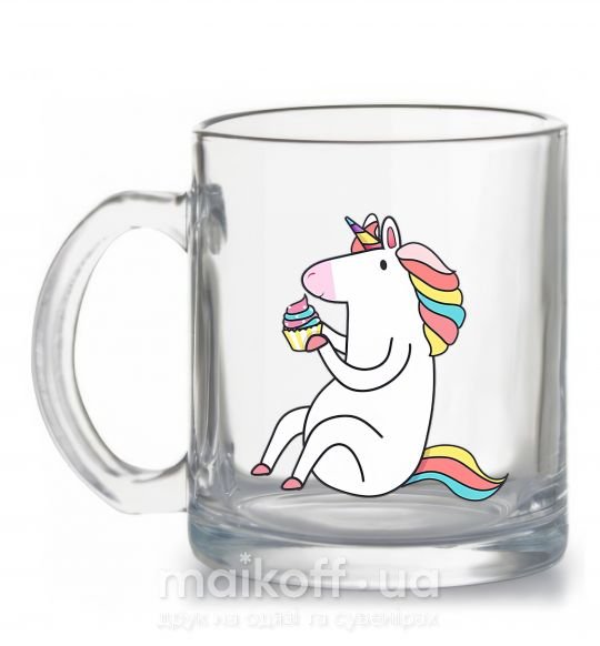 Чашка стеклянная Cupcake unicorn Прозрачный фото