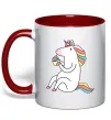 Чашка з кольоровою ручкою Cupcake unicorn Червоний Чашка з кольоровою ручкою Cupcake unicorn Червоний фото