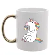 Чашка з кольоровою ручкою Cupcake unicorn Золото Чашка з кольоровою ручкою Cupcake unicorn Золото фото