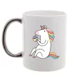 Чашка з кольоровою ручкою Cupcake unicorn Срібло Чашка з кольоровою ручкою Cupcake unicorn Срібло фото