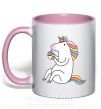 Чашка з кольоровою ручкою Cupcake unicorn Ніжно рожевий фото