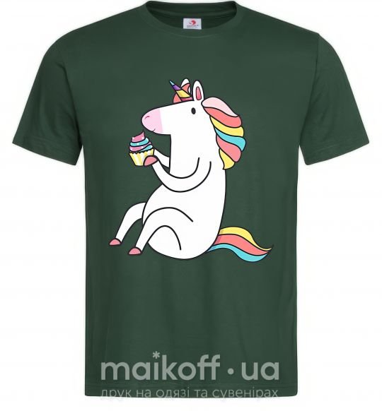 Мужская футболка Cupcake unicorn Темно-зеленый фото
