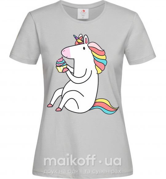 Женская футболка Cupcake unicorn Серый фото