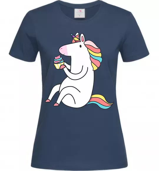 Женская футболка Cupcake unicorn Темно-синий фото