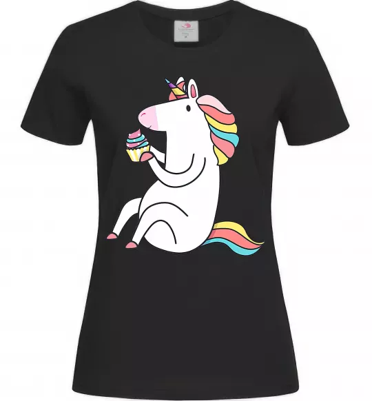 Женская футболка Cupcake unicorn Черный фото