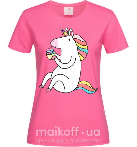 Жіноча футболка Cupcake unicorn Яскраво-рожевий фото