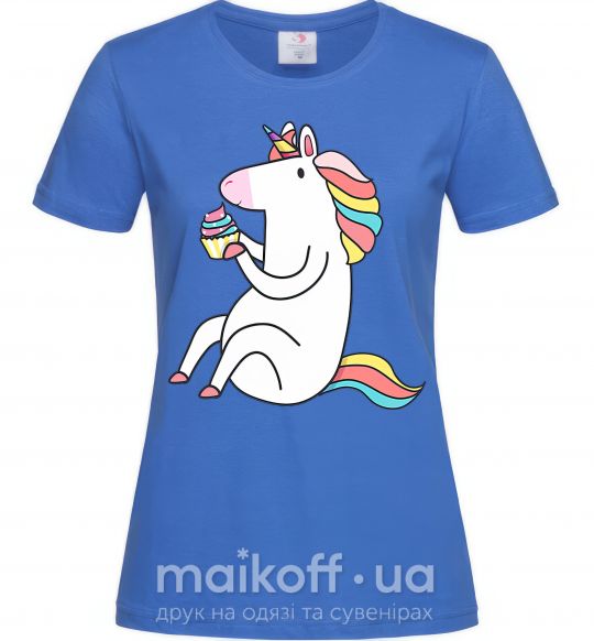 Женская футболка Cupcake unicorn Ярко-синий фото