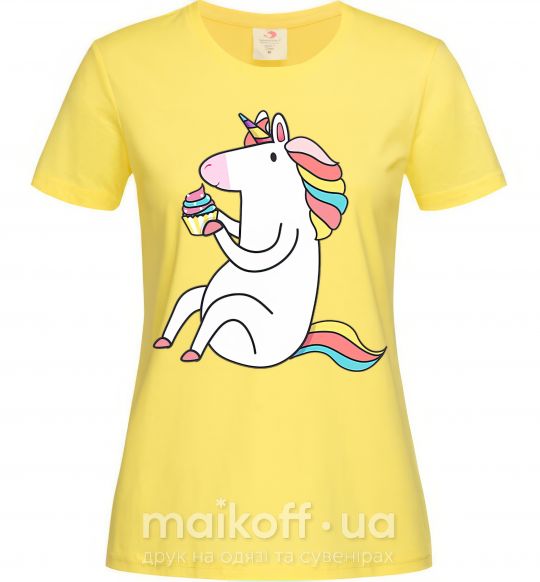 Женская футболка Cupcake unicorn Лимонный фото