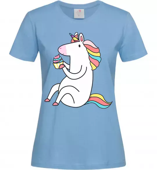 Женская футболка Cupcake unicorn Голубой фото