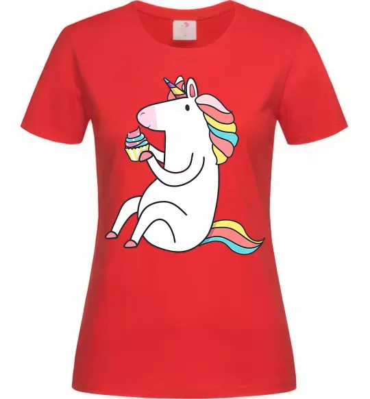 Женская футболка Cupcake unicorn Красный фото