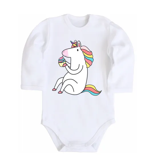 Дитячий бодік Cupcake unicorn Білий фото