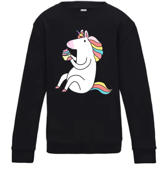 Детский Свитшот Cupcake unicorn Черный фото