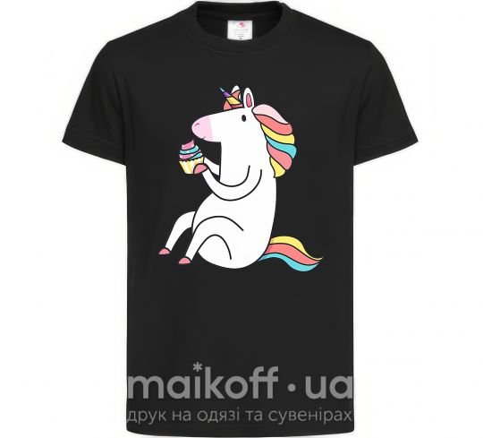 Дитяча футболка Cupcake unicorn Чорний фото