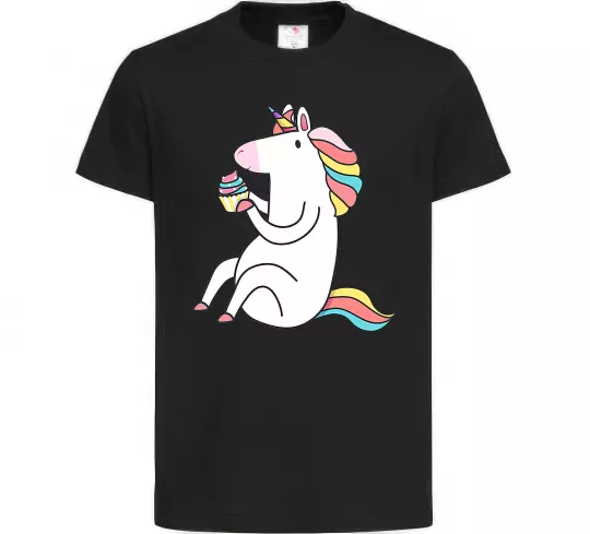 Дитяча футболка Cupcake unicorn Чорний фото