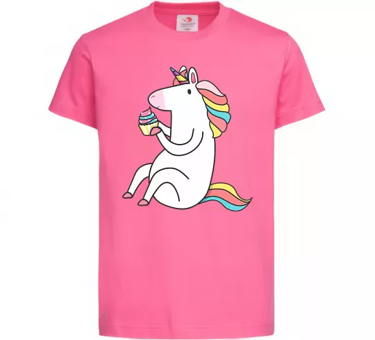 Дитяча футболка Cupcake unicorn Яскраво-рожевий фото