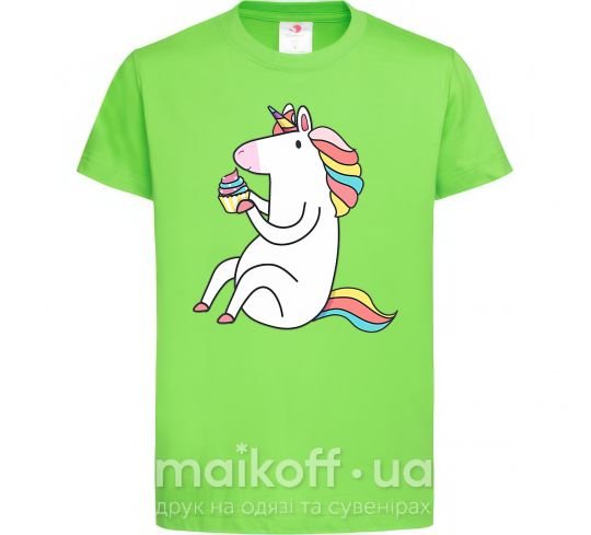 Дитяча футболка Cupcake unicorn Лаймовий фото