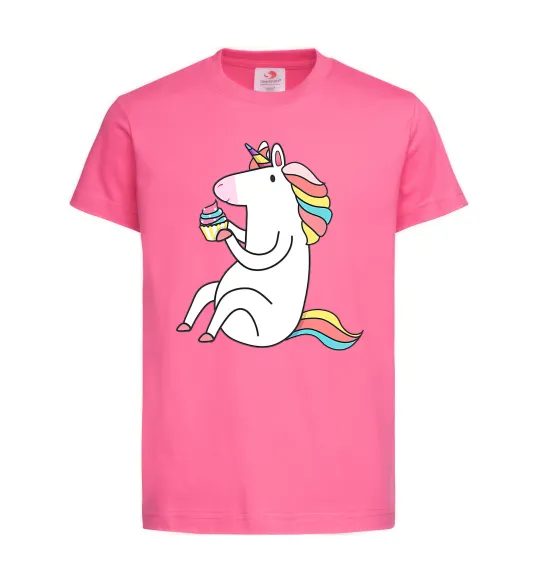 Дитяча футболка Cupcake unicorn Яскраво-рожевий фото