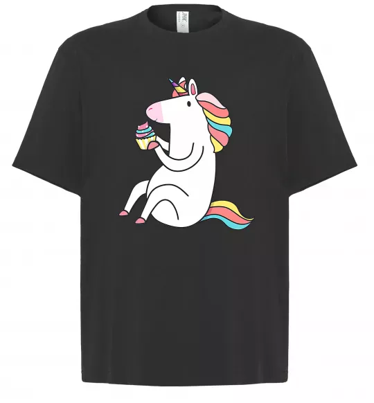 Футболка Оверсайз Cupcake unicorn Черный фото