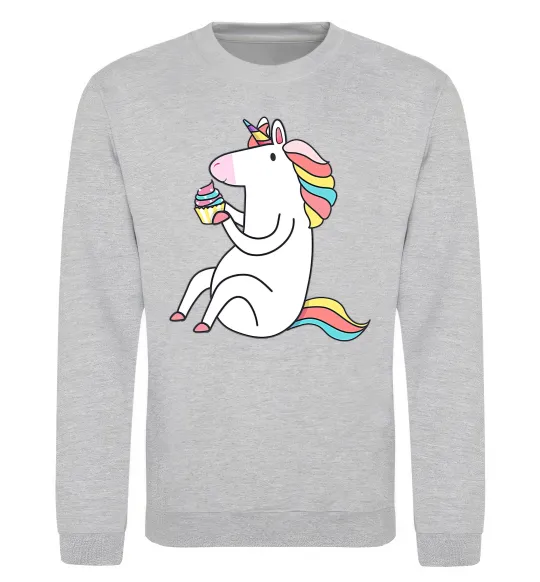 Свитшот Cupcake unicorn Серый меланж фото
