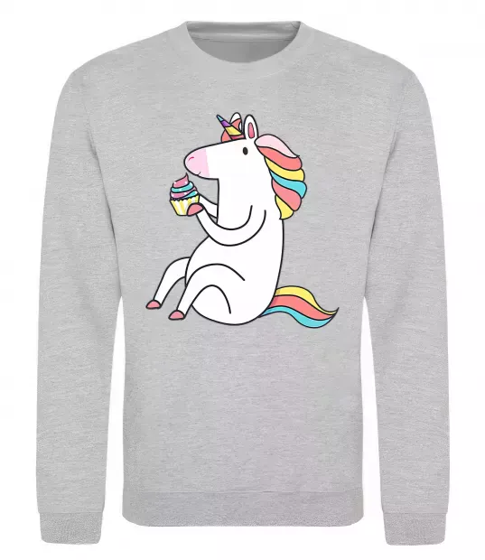 Свитшот Cupcake unicorn Серый меланж фото