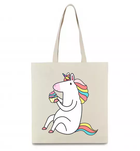 Еко-сумка Cupcake unicorn Бежевий фото