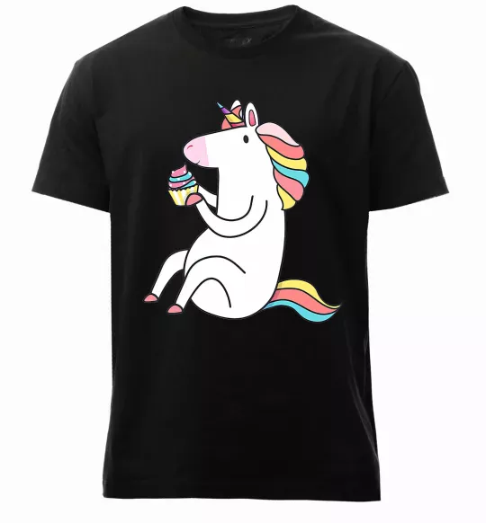 Мужская премиум футболка Cupcake unicorn Черный фото