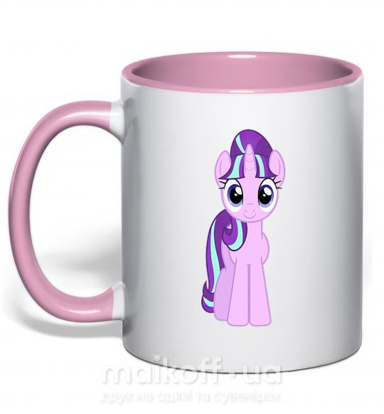 Чашка з кольоровою ручкою Unicorn smile Ніжно рожевий фото