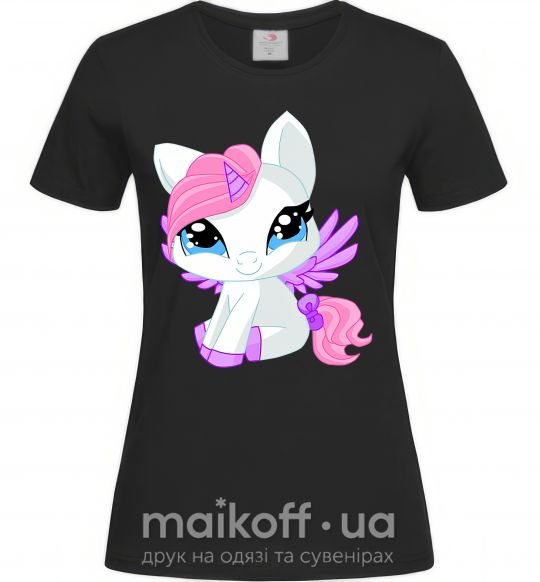 Жіноча футболка Anime unicorn Чорний фото