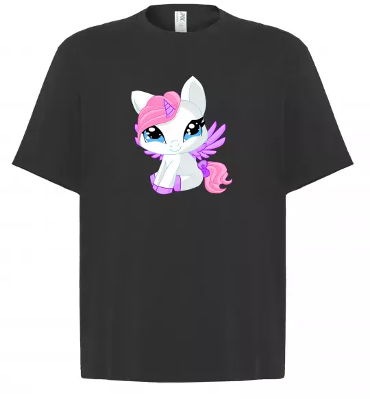 Футболка Оверсайз Anime unicorn Черный фото