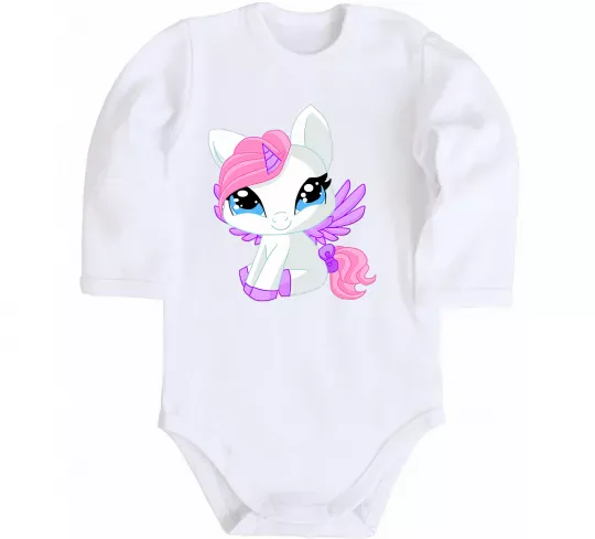 Дитячий бодік Anime unicorn Білий фото