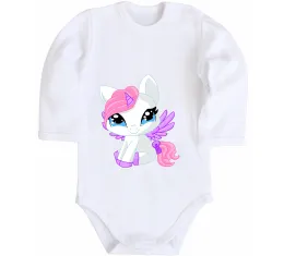 Дитячий бодік Anime unicorn Білий фото