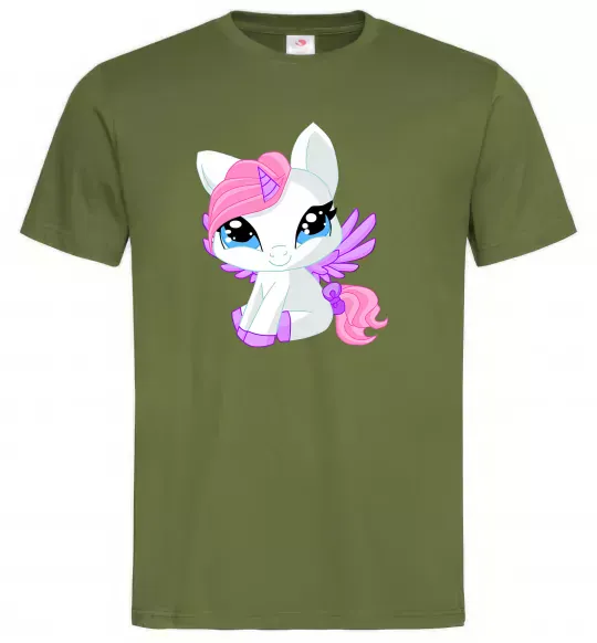 Чоловіча футболка Anime unicorn Оливковий фото